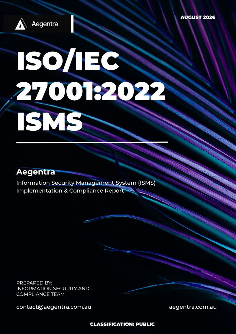 ISO/IEC 27001:2022 ISMS implementation illustrative composite report cover